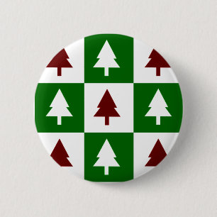 Grüne und rote Weihnachtsbäume Button