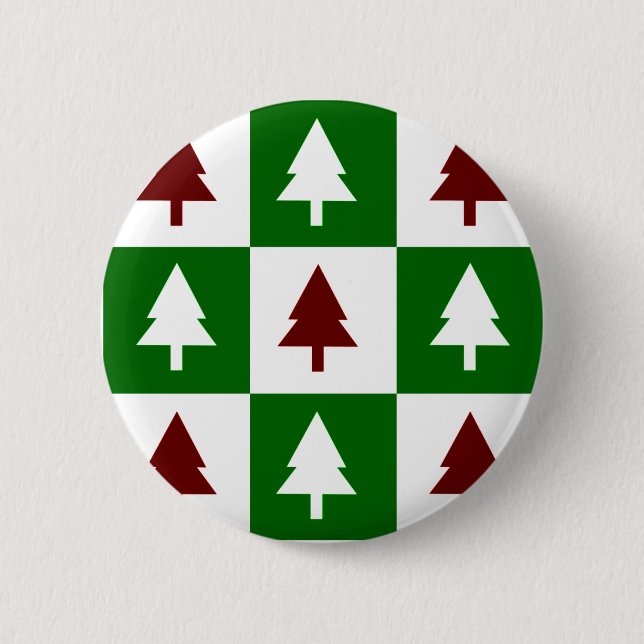 Grüne und rote Weihnachtsbäume Button (Vorderseite)