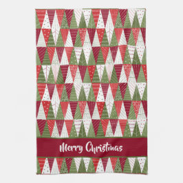 Grüne und rote Weihnachtsbäume Geschirrtuch