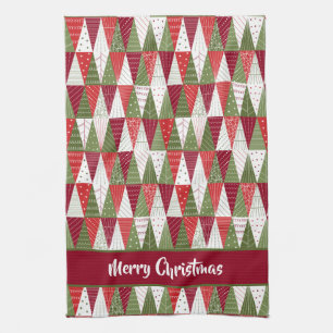 Grüne und rote Weihnachtsbäume Geschirrtuch