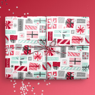 Grüne und rote Weihnachtsgeschenke Geschenkpapier