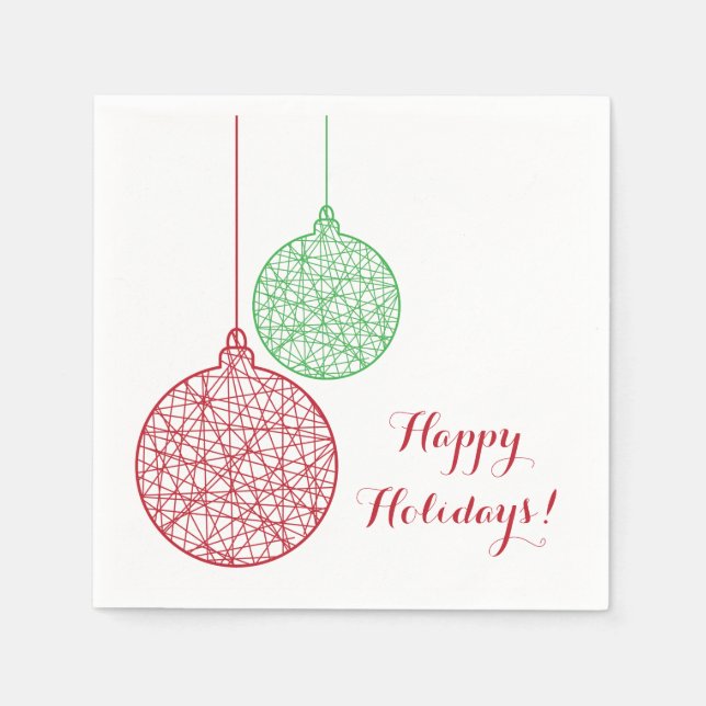 Grüne und rote Weihnachtsschmuck Papier Napkin-Set Serviette (Vorderseite)