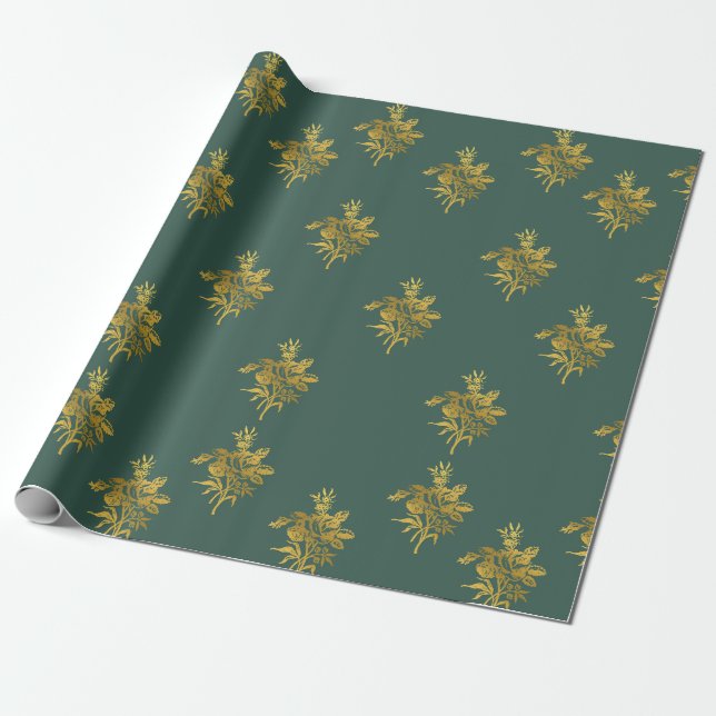 Grüne und schlanke Golden Geschenkpapier (Ungerollt)