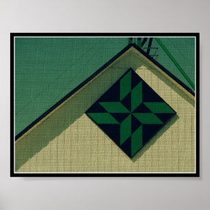 Grüne und schwarze Barnquilt, Imitate Vintag Poster