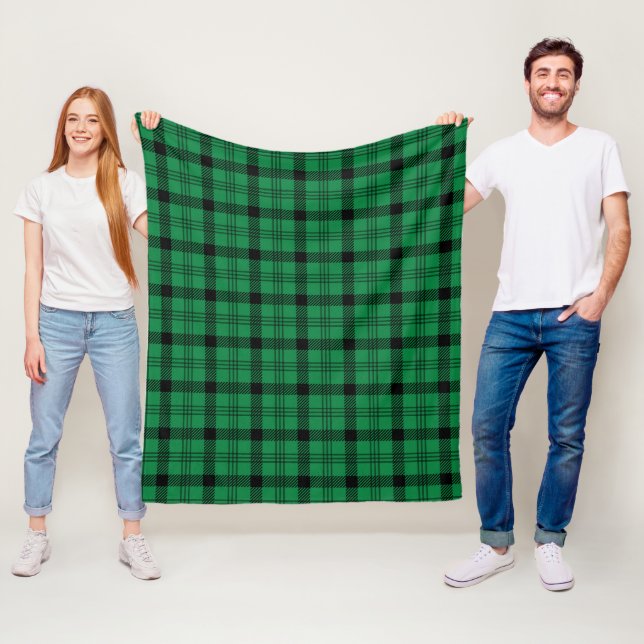 Grüne und schwarze, gemütliche Plaia Fleecedecke (Beispiel)