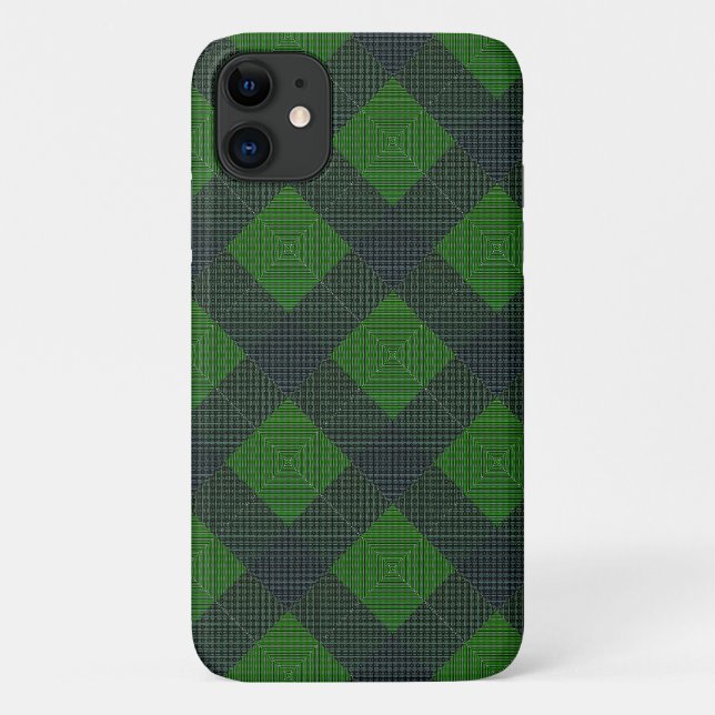Grüne und schwarze geneigte Quadrate oder Schach Case-Mate iPhone Hülle (Rückseite)