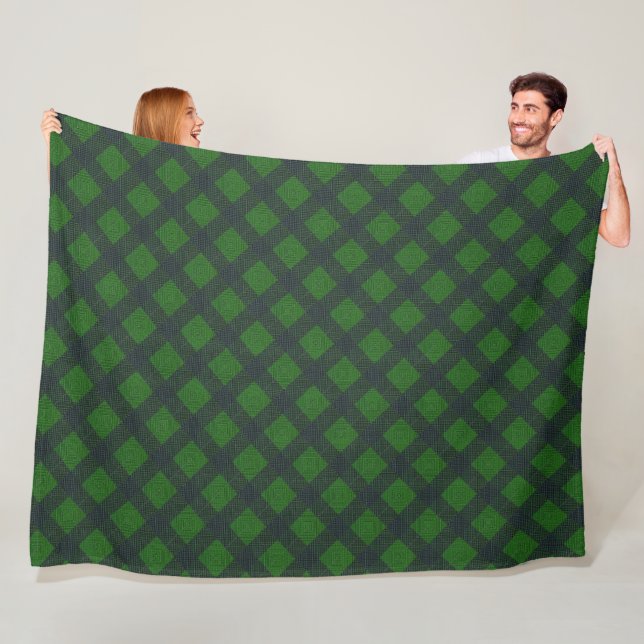 Grüne und schwarze geneigte Quadrate oder Schach Fleecedecke (Beispiel)
