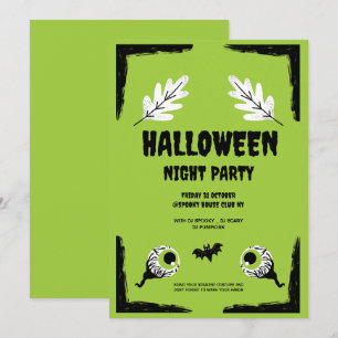 Grüne und schwarze Halloween-Party, Halloween-Part Einladung