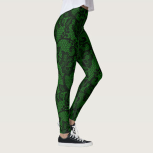 Grüne und schwarze Imitate Leggings