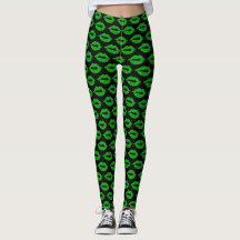 Grüne und schwarze Kisses Leggings