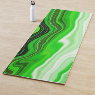 Grüne und schwarze Marmor wie gestreifte Fluid Art Yogamatte