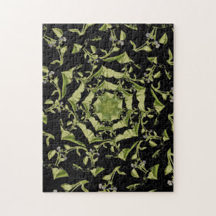 Grüne und schwarze Natur-Hypnose-Fraktal Puzzle