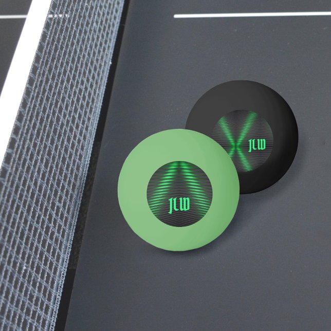 Grüne und schwarze Streifen Abstrakt mit Initialen Tischtennisball (Von Creator hochgeladen)