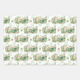 GRÜNE UND TAN IRISCHE GETRÄNKE UND SPENDE GESCHENKPAPIER SET