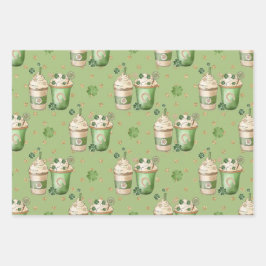 GRÜNE UND TAN IRISCHE GETRÄNKE UND SPENDE GESCHENKPAPIER SET