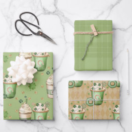 GRÜNE UND TAN IRISCHE GETRÄNKE UND SPENDE GESCHENKPAPIER SET