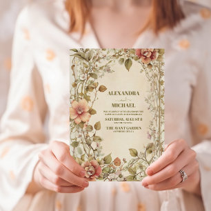 Grüne und Terra Cotta Floral Wedding I Einladung
