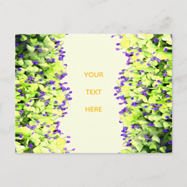 grüne und violette Blüten Postkarte (Vorderseite)
