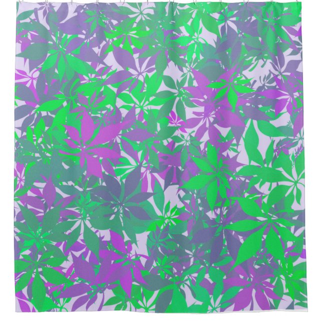 Grüne und violette Kastanienblätter Duschvorhang (Vorderseite)
