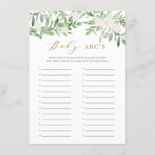 Grüne und weiße Blume Kinderdusche ABC Game Begleitkarte