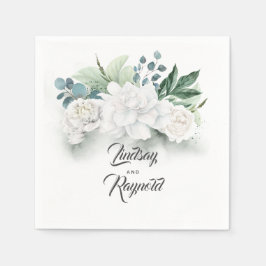 Grüne und weiße Blume Romantische Hochzeit Serviette