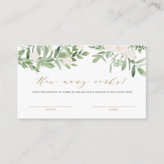 Grüne und weiße Blume Wie viele Corks Game Card Platzkarte (Vorderseite)
