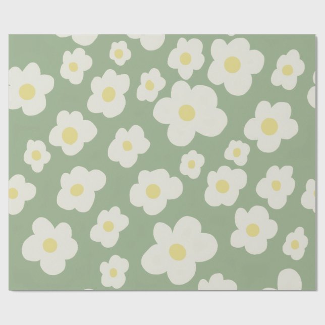 Grüne und weiße Blumenverpackungspapier Geschenkpapier (Flach)