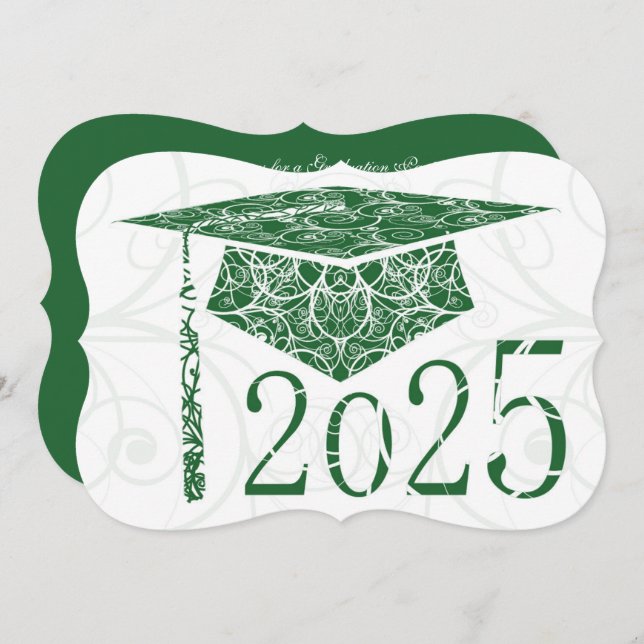 Grüne und weiße Blütendecke 2025 Graduierungsparte Einladung (Vorne/Hinten)