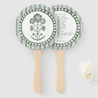 Grüne und weiße botanische Blockdruck-Hochzeit Fächer