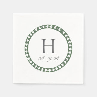 Grüne und weiße botanische Blockdruck-Hochzeit Serviette