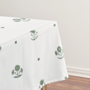 Grüne und weiße botanische Blockdruck-Hochzeit Tischdecke