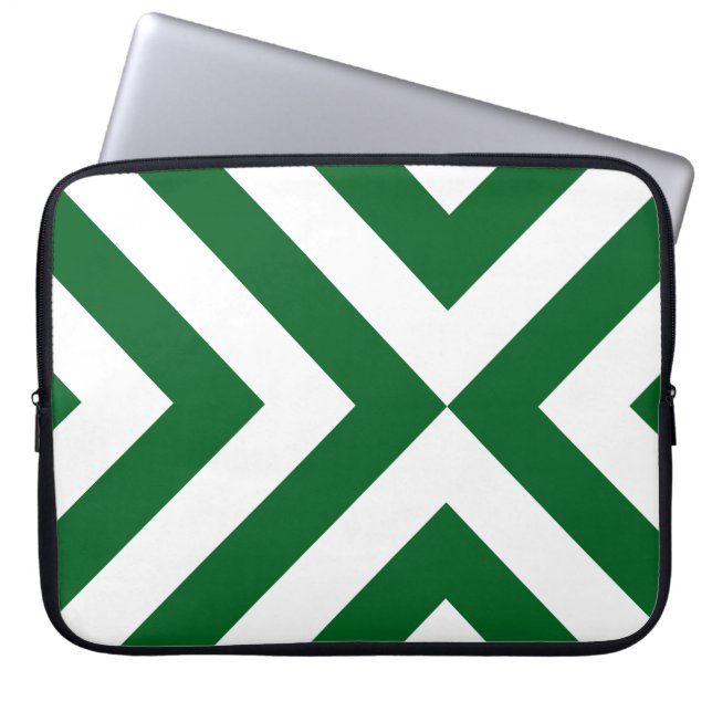 Grüne und weiße Chevronen Laptopschutzhülle (Vorderseite)