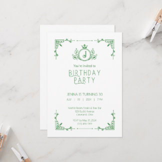 Grüne und weiße Herbstgeburt Einladung 2