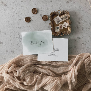 Grüne und weiße Hochzeit Dankeskarte