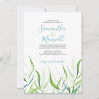 Grüne und weiße Hochzeit mit botanischer Wasserfar
