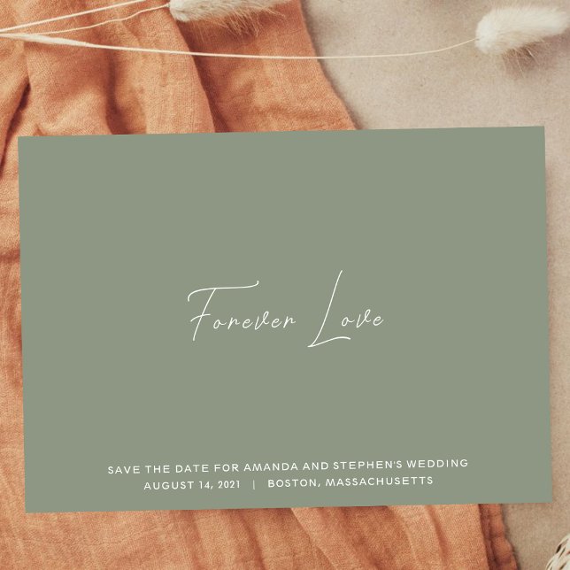 Grüne und weiße Minimal-Typografie Save The Date (Von Creator hochgeladen)