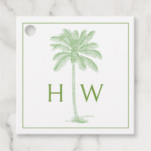 Grüne und weiße Palm-Palmetto-Baum-Monogramm Geschenkanhänger