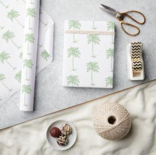 Grüne und weiße Palm-Palmetto-Palme Geschenkpapier