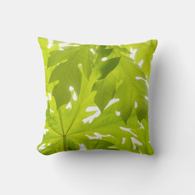 Grüne und weiße Papayaf Akzent Throw Kissen (Vorderseite)