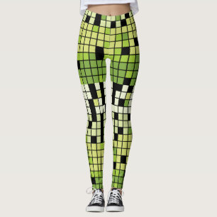 Grüne und weiße Quadrate mit benutzerdefinierter F Leggings