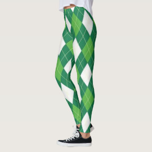 Grüne und weiße Raute Leggings