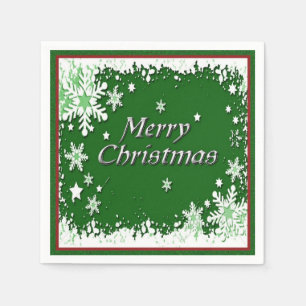 Grüne und weiße Schneeflocke-Weihnachtsserviette Serviette