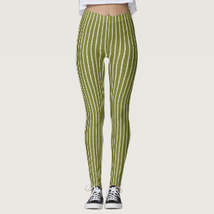 Grüne und weiße Streifen aus Oliven mit unbelebt Leggings