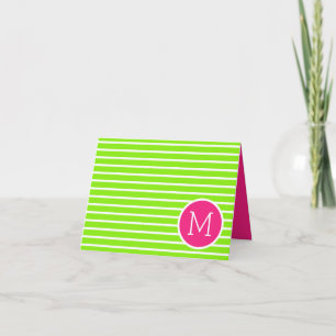 Grüne und weiße Streifen mit rosa Monogramm