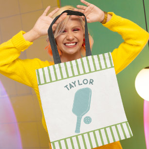 Grüne und weiße Streifen Pickleball Personalisiert