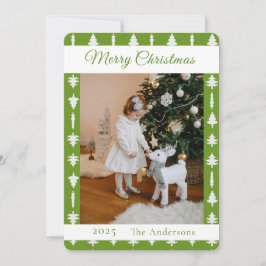 Grüne und Weiße Weihnachtsbaum Foto Feiertagskarte