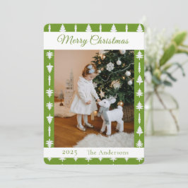 Grüne und Weiße Weihnachtsbaum Foto Feiertagskarte
