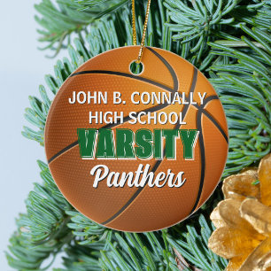 Grüne Universitäts-Basketballmannschaft Weihnachte Keramik Ornament
