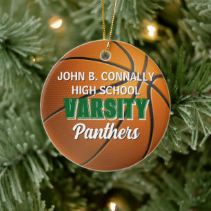 Grüne Universitäts-Basketballmannschaft Weihnachte Keramik Ornament
