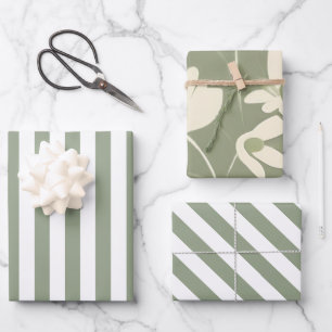 Grüne Variante mit heller Sage Geschenkpapier Set